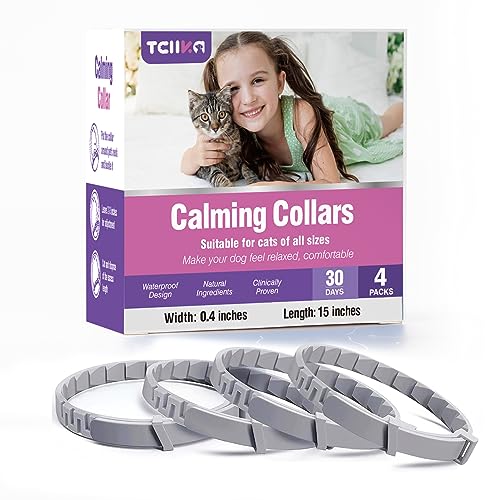 Calming Collar for Cats 4 Pack Calming Cat Collars Anxiety Relief Stress Pheromone Collar for Cats Comfort Cat Calm Collars Adjustable Soother Cats Calming Collars Lasts 30 Days Cats Calming Collar