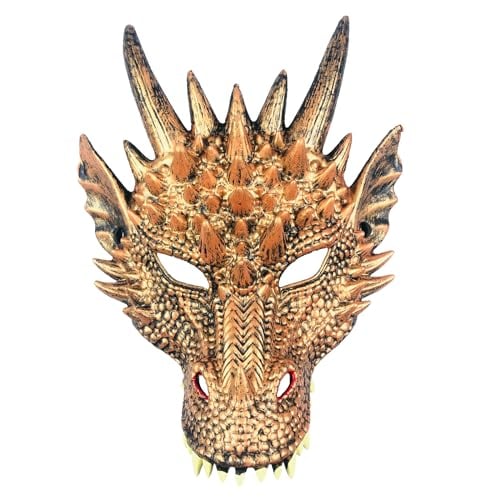 Alodidae Dragon Mask Halloween Masquerade Masks Half Face Cosplay Costume Adult (Gold)