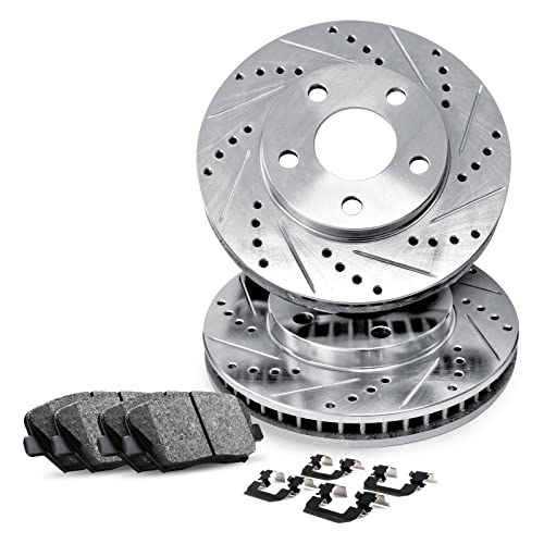 R1 Concepts Front Brakes and Rotors Kit |Front Brake Pads| Brake Rotors and Pads| Ceramic Brake Pads and Rotors |Hardware Kit |fits 2007-2018 Lexus ES300h, ES350, Toyota Avalon, Camry