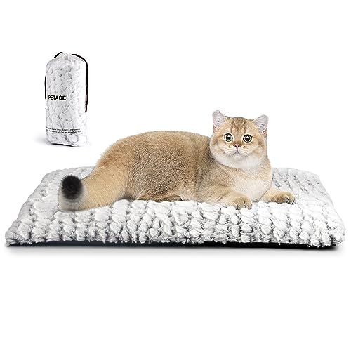 Petace Self Warming Cat Bed, 24" x 18" Ultra Soft Cat Dog Pet Heating Pad for Indoor Outdoor, Non-Slip Heated Cat Mat Thermal Blanket