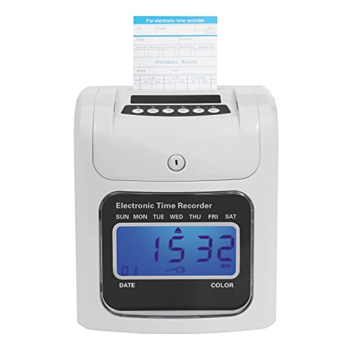 Calculating Time Clock, Electronic Time Recorder, Small Business Punch Pak, Check in and Out Machine for Employees, Includes 50 Time Cards and 1 Security Key, Up to 50 Employees