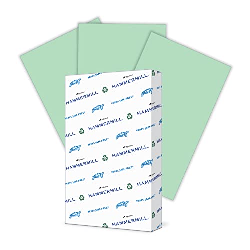 Hammermill Colored Paper, 20 lb Green Printer Paper, 8.5 x 14-1 Ream (500 Sheets) - Made in the USA, Pastel Paper, 103374