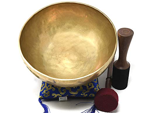 10" Large Master Healing Hand hammered Tibetan Singing Bowl ~ Great for Meditation, Yoga, Sound Bath, Mindfulness, Relaxation ~ Cushion, Wooden Mallet & Drumstick Included