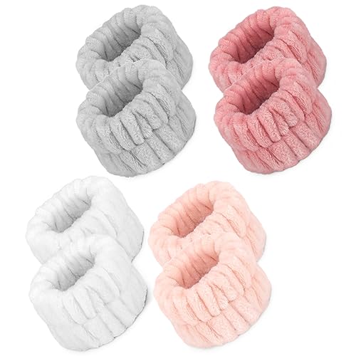 8 Pcs Microfiber Spa Wrist Bands for Washing Face, Women's Wrist Towels for Washing Face, Absorbent Face Washing Wristbands, Prevent Water from Spilling Down Your Arms