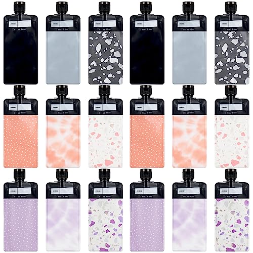 XEFINAL 18 PCS Refillable Travel Pouches Proof Refillable Squeeze Pouches Portable Travel Fluid Makeup Packing Bag for Shampoo Conditioner Lotion Soap Hand Soap