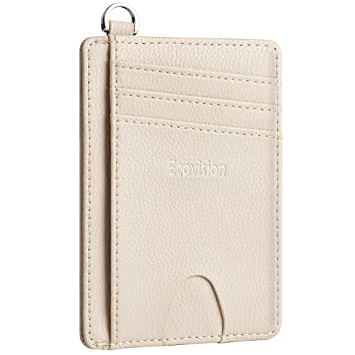 EcoVision Slim Minimalist Front Pocket Wallet, RFID Blocking Credit Card Holder Wallet with Detachable D-Shackle for Men Women