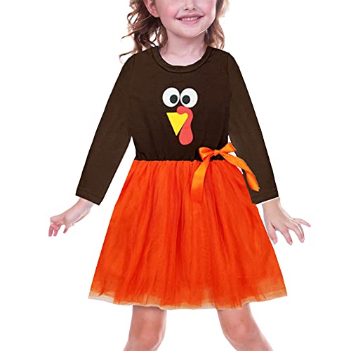 Remimi Thanksgiving Turkey Dress Toddler Girls Fall Tutu Dresses Outfits 3-4T