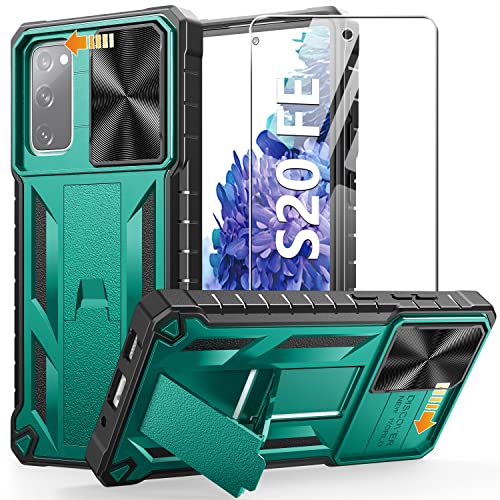 WTYOO for Samsung Galaxy S20-FE Case: Military Grade Drop Proof Protection Mobile Cover with Kickstand | Matte Textured Rugged Shockproof TPU | Protective Phone Case for Samsung S20 FE 5G - Green