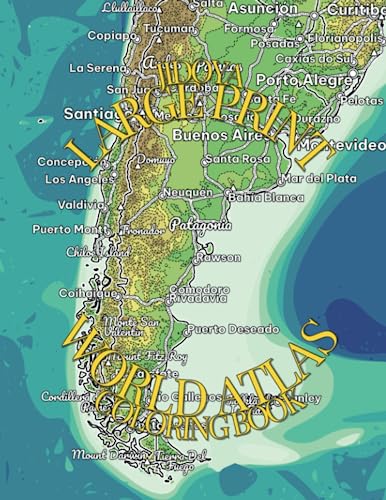 Jidoya Large Print World Atlas Coloring Book