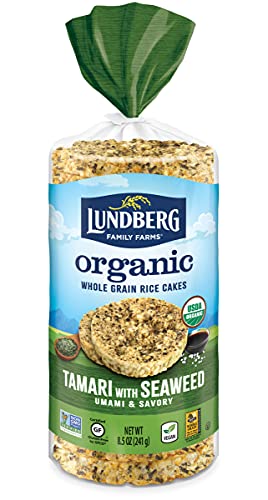 Lundberg Organic Brown Rice Cakes, Tamari with Seaweed, 8.5oz, Gluten-Free, Vegan, USDA Certified Organic, Non-GMO Verified, Kosher, Whole Grain Brown Rice