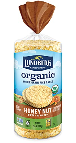 Lundberg Organic Brown Rice Cakes, Honey Nut, 9.6oz(pack of 12), Gluten-Free, Whole Grain, Kosher, USDA Certified Organic, Non-GMO Verified