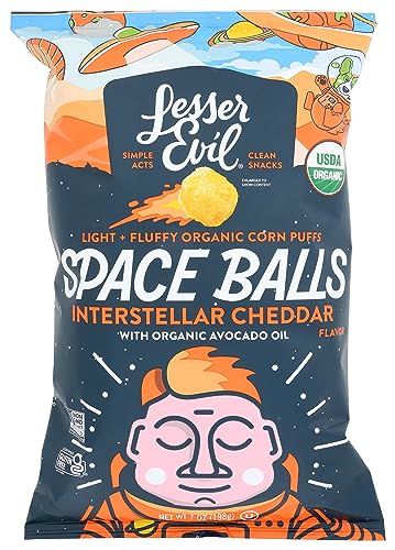 LesserEvil Organic Interstellar Cheddar Puff Balls, 7 OZ