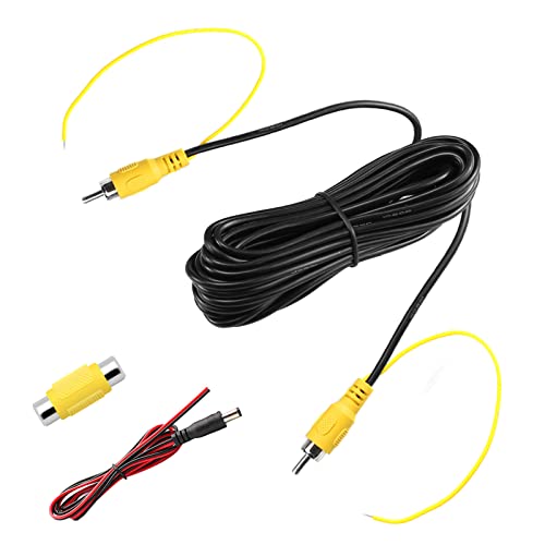 GreenYi Upgraded Double-Shielded (19.69FT / 6M), AV Video Extension Cable with Yellow RCA Video Female to Female Coupler and Power Cable for Monitor and Backup Rear View Camera Connection