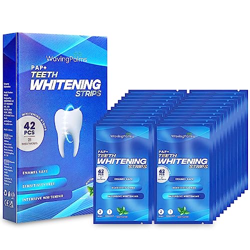Whitening Strips, Teeth whitening, Teeth whitening Strip, 42 Upgraded Sensitivity Free Teeth Whitening Strips, Peroxide Free, 21 Treatments for Teeth whitening, Professional and Safe White Strips