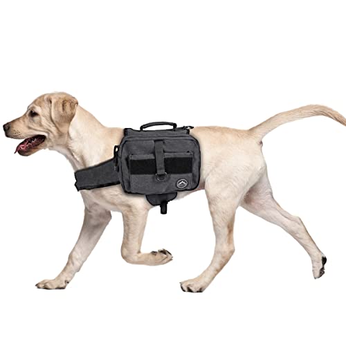 Himal Outdoors Dog Backpack, Dog Hiking Backpack, Hound Saddle Bag for Medium & Large Dog with Side Pockets & Adjustable Strap, Black