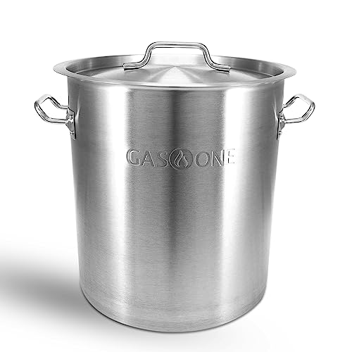 GasOne Stainless Steel Stockpot  20qt Stock Pot with Lid and Capsule Bottom  Heavy-Duty Cooking Pot for Beer Brewing, Soup, Seafood Boil  Satin Finish Stainless Steel Soup Pot