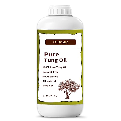 OLASIR 32 oz Natural Pure Tung Oil for Wood Finishing Food Grade Safe, Waterproof Tung Oil for Wood Floors Indoor & Outdoor Furniture