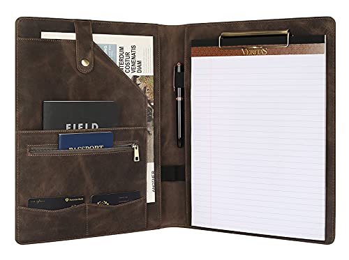 Personalized Leather Portfolio for Men, Engraved Leather Clipboard Portfolio Binder, Custom Leather Resume Padfolio for Women, Christmas Gift for His/Her (Clipboard, Grey-Standard)