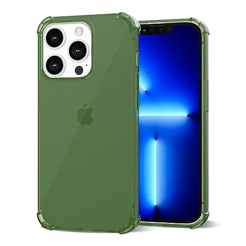 Svanove for iPhone 13 Pro Max Case Clear Silicone, Transparent Thin Slim Flexible TPU Cute Cover Aesthetic Design, Soft Rubber for Women Girl, Non-Yellowing Protective Gel Airbag Bumper, Clear Green