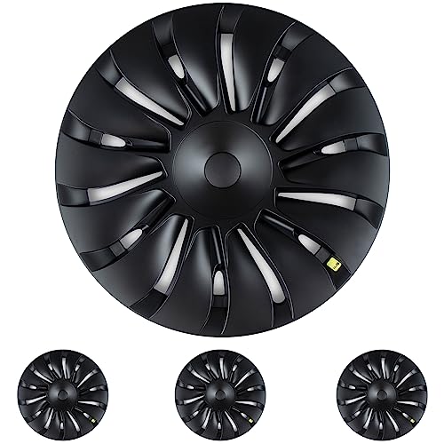 AcornTech 4PCS for Tesla Model Y Wheel Covers 19 inch - for Matte Black Tesla Wheel Cover Stylish Model Y Hubcaps 19 inch for Tesla Model Y Rim Protector Supreme Tesla Model Y Hubcaps Model Y