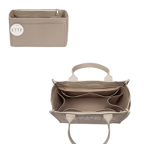 ETTP Purse Organizer Insert For Handbags, Tote Bag Organizer Insert, Compatible with Marc Jacobs Tote and Onthego (Small, Beige)