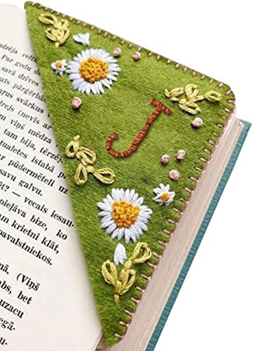 Personalized Hand Embroidered Corner Bookmark, Four Seasons Handmade DIY Custom Bookmarks (Summer, J)