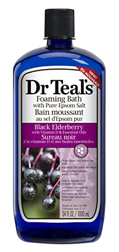 Dr Teal's Foaming Bath with Pure Epsom Salt, Black Elderberry with Vitamin D & Essential Oils, 34 fl oz (Packaging May Vary)