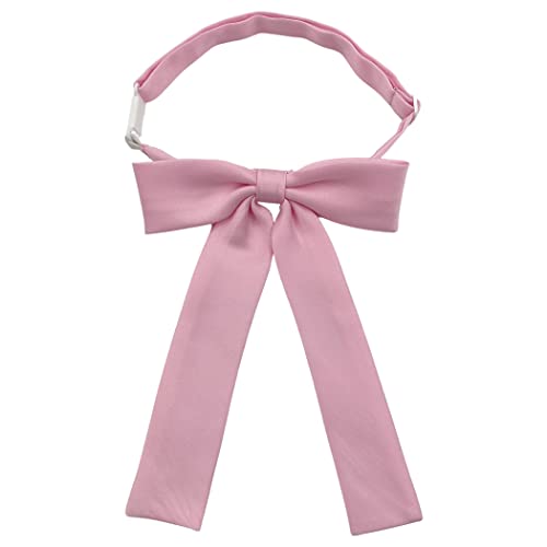 Women Silk Pre-tied Japanese School Girl Anime Bow Tie, Office Ladies Work Uniform kawaii Necktie For Party WBT-8 (Pink)