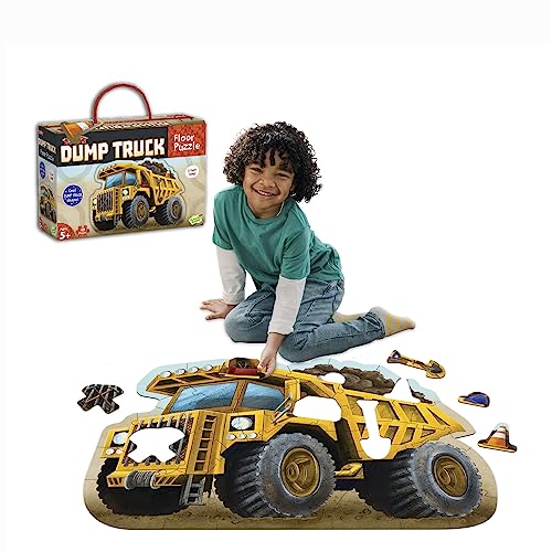 Peaceable Kingdom Shiny Dump Truck Floor Puzzle  Giant Truck Puzzle for Kids Ages 5 & up  Cool Dump Truck Shape  Great for Classrooms