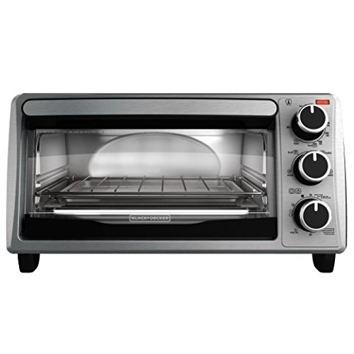 Black+Decker 4-Slice Toaster Oven, TO1303SB, 14.5 x 8.8 x 10.8 inches 7.5 pounds, Stainless Steel/Black