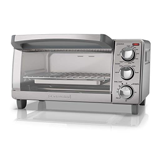 BLACK+DECKER 4-Slice Toaster Oven with Natural Convection, Bake, Broil, Toast, Keep Warm, Stainless steel