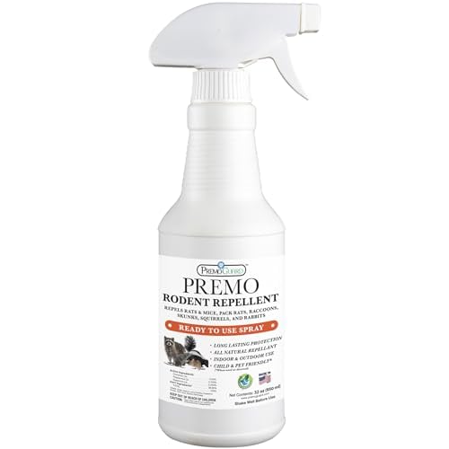 Rodent Repellent Spray by Premo Guard - 32 oz - Natural Child & Pet Safe - Uses Peppermint Oil to Repel Mice, Rats, Skunks, Raccoons, Deer & Other Unwanted Animals - Ready to Use for Indoor & Outdoor