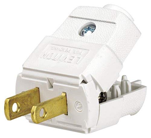 Leviton 101-WP 15 Amp, 125 Volt, NEMA 1-15P, 2P, 2W, Plug, Straight Blade, Residential Grade, Polarized, Non-Grounding, White