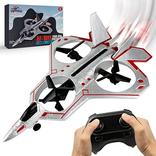 ZYSMALAT F22 RC Fighter Jet Remote Control Plane Stunt Drone for Adults & Kids - 2.4 GHz, LED Lights, 4-Channel RC Airplane for Beginners, 4-Axis, Built-in Gyroscope