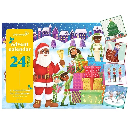 Upbounders Little Likes Kids - Children's Advent Calendar 2023 - Fun Countdown to Christmas Sticker Activity for Toddler w. African American/Joyful Santa, Black/Brown Santa