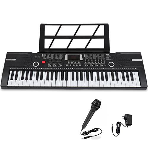 61 keys keyboard piano, Electronic Digital Piano with Built-In Speaker Microphone, Sheet Stand and Power Supply, Portable piano Keyboard Gift Teaching for Beginners