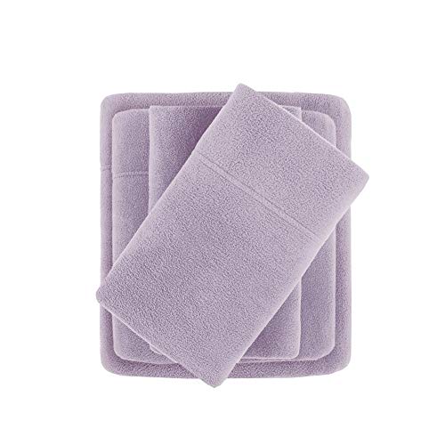Sleep Philosophy True North Micro Fleece Bed Sheet Set, Warm, Sheets with 14" Deep Pocket, for Cold Season Cozy Sheet-Set, Matching Pillow Case, King, Lavender, 4 Piece