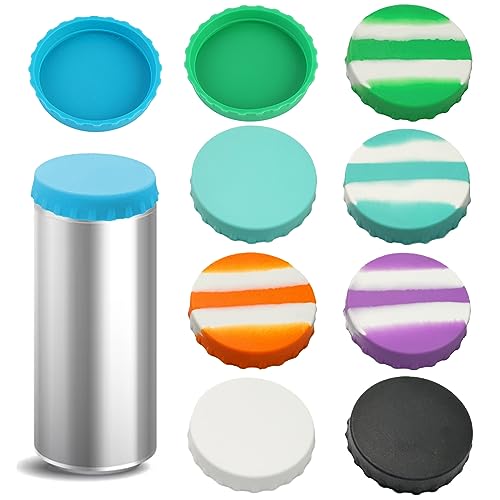 9PCS Silicone Can Lids Set - Reusable Pop Can Lids for 2.1 Inch Standard Cans Soda - Silicone Can Tops for Soda/Beer/Juice