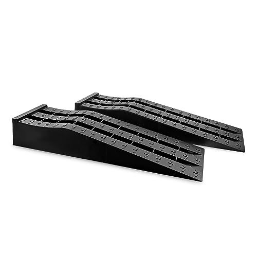HOXWELL Portable Car Ramps for Oil Changes High Lift, Heavy Duty Low Profile Car Ramps for Jack Support, Vehicle Ramps for Garage, 31.5''x8.1''x4.9'', GVW 10000 LBS, 2PCS