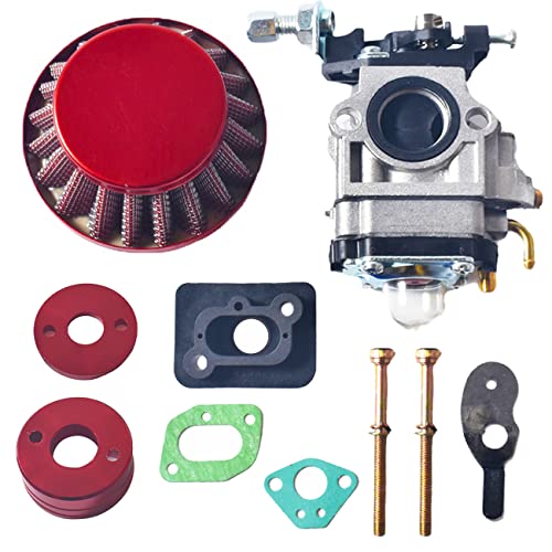 15mm Carburetor Carb Upgrade Kit Air Filter Manifold Inatake Pipe Inlet Alloy Stack FOR 2 Stroke 33cc 43cc 47cc 49cc 50cc 52cc Standup Gas Scooter ATV Quad Pocket Bike XG-550 BladeZ Moby X Red