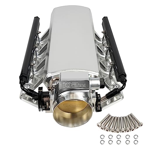 Htostar Racing For LS Intake Manifold with Throttle Body Compatible with LS1 LS2 LS6 of cathedral port heads Compatible with Chevy Cadillac Pontiac Aluminum (102mm)