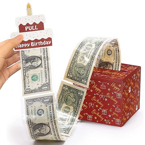 DTESL Happy Birthday Day Money Box for Cash Gift Pull,Money Gift Boxes for Cash,Money Box for Cash Gift Colourful Money Holder for Cash with Pull Out Card DIY Set Surprise Birthday Gift Box