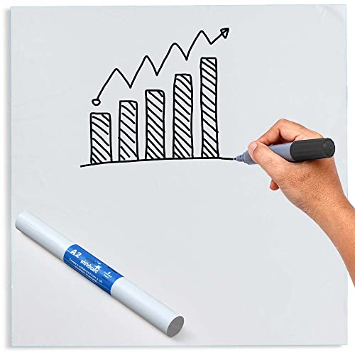 Magic Whiteboard Sheets Stick on Wall - A2 Static & Portable White Board - Small Whiteboard for Walls, Doors, Windows, Fridges, & Glass - Easy Clean, Dry Erase Board for School, Office & Kitchen