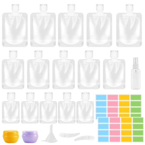 23 Pcs Travel Pouches for Toiletries, Refillable Travel Size Toiletries, Stand Up Pouches for Toiletry, Travel Pouch for Shampoo Lotion Soap 30ml 50ml 100ml, Leakproof Travel Containers for Toiletries