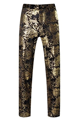 MOGU Mens Luxury Gold Dress Pants with Expandable Waist Size 36 Gold
