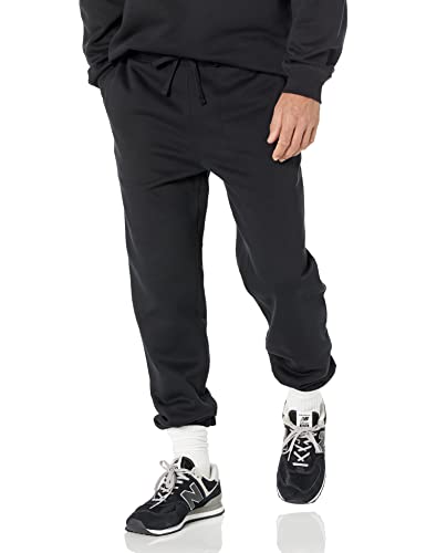 Amazon Essentials Men's Relaxed-Fit Closed-Bottom Sweatpants (Available in Big & Tall), Black, X-Large