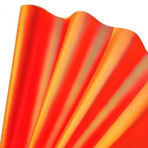 Holographic PVC Vinyl 11.8"x53" Iridescent Glitter Transluscent Frosted Glossy Surface Waterproof Film for Cosplay DIY Sewing Crafts (Orange)