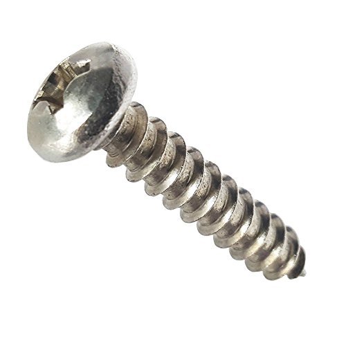 #4 x 1" Pan Head Sheet Metal Screws, Full Thread, Phillips Drive, Stainless Steel 18-8, Bright Finish, Self-Tapping, Quantity 100 Pieces by Fastenere