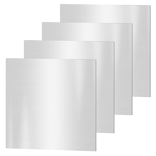 4PACK 304 Stainless Steel Sheets, 8" x 8" x 1/32" (0.031") Inch Stainless Steel Plates 20 Gauge(0.8MM) Stainless Steel Shim Plates Metal Sheets for Kitchen DIY Craft Making