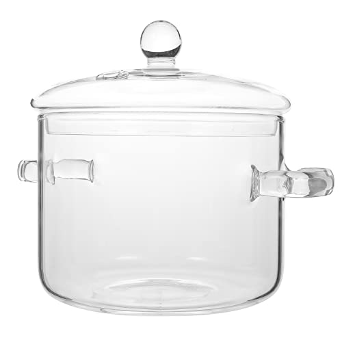 GANAZONO Cooking Pot Clear Saucepan Resistant Borosilicate Pot with Lid Handle Stovetop Simmer Pot Potpourri 1900ML